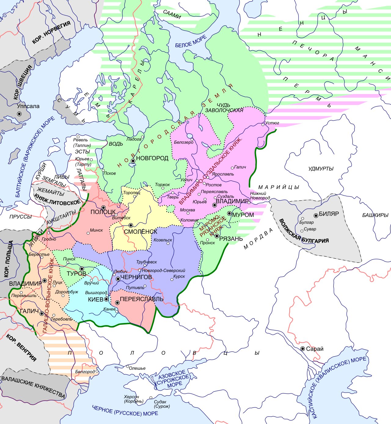 Русь в 1237 году накануне монгольского нашествия.